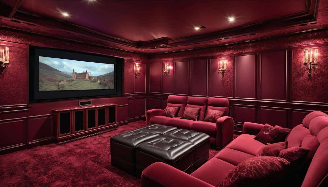 Luxurious burgundy home theater