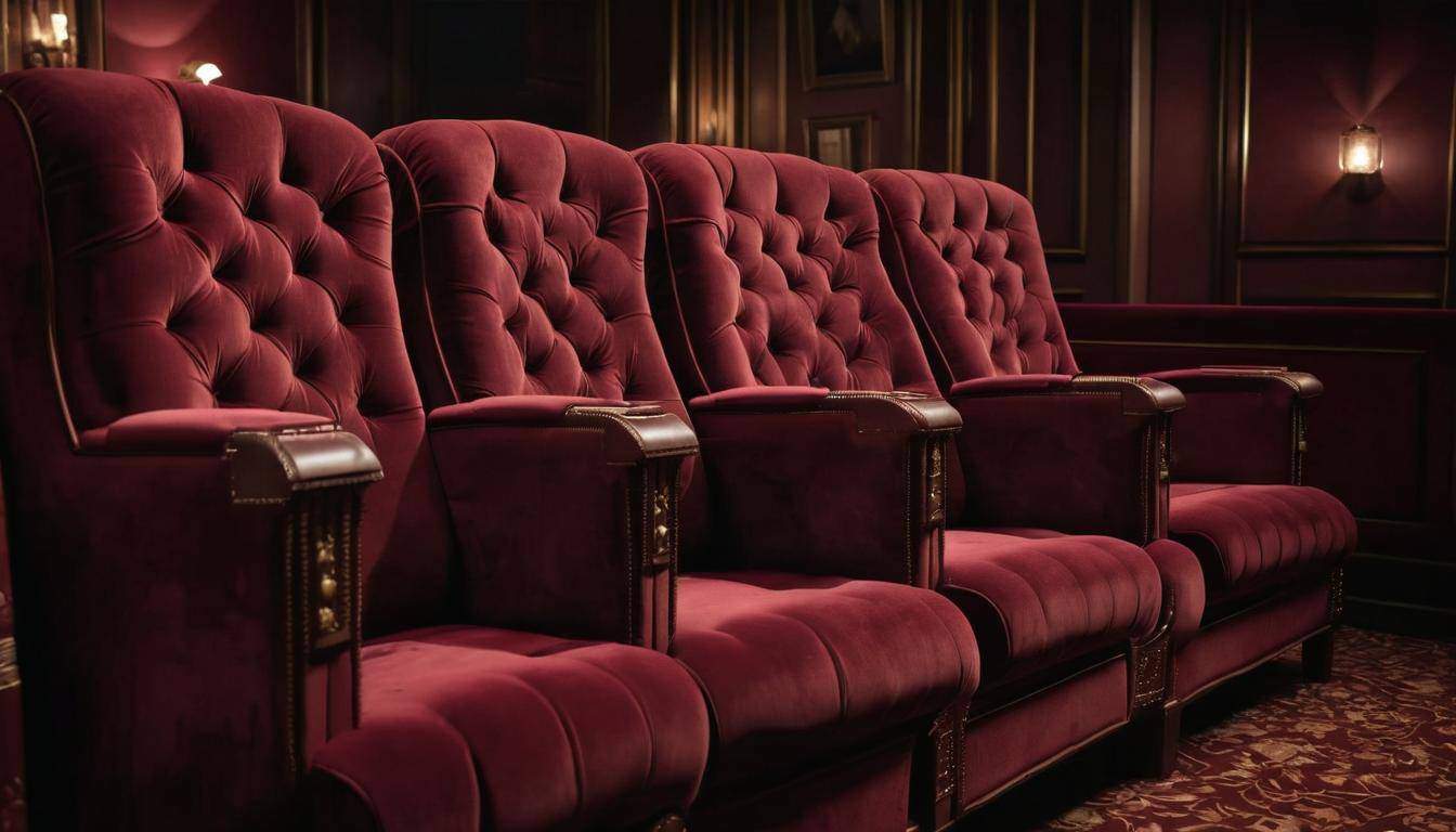 Luxurious burgundy theater seat