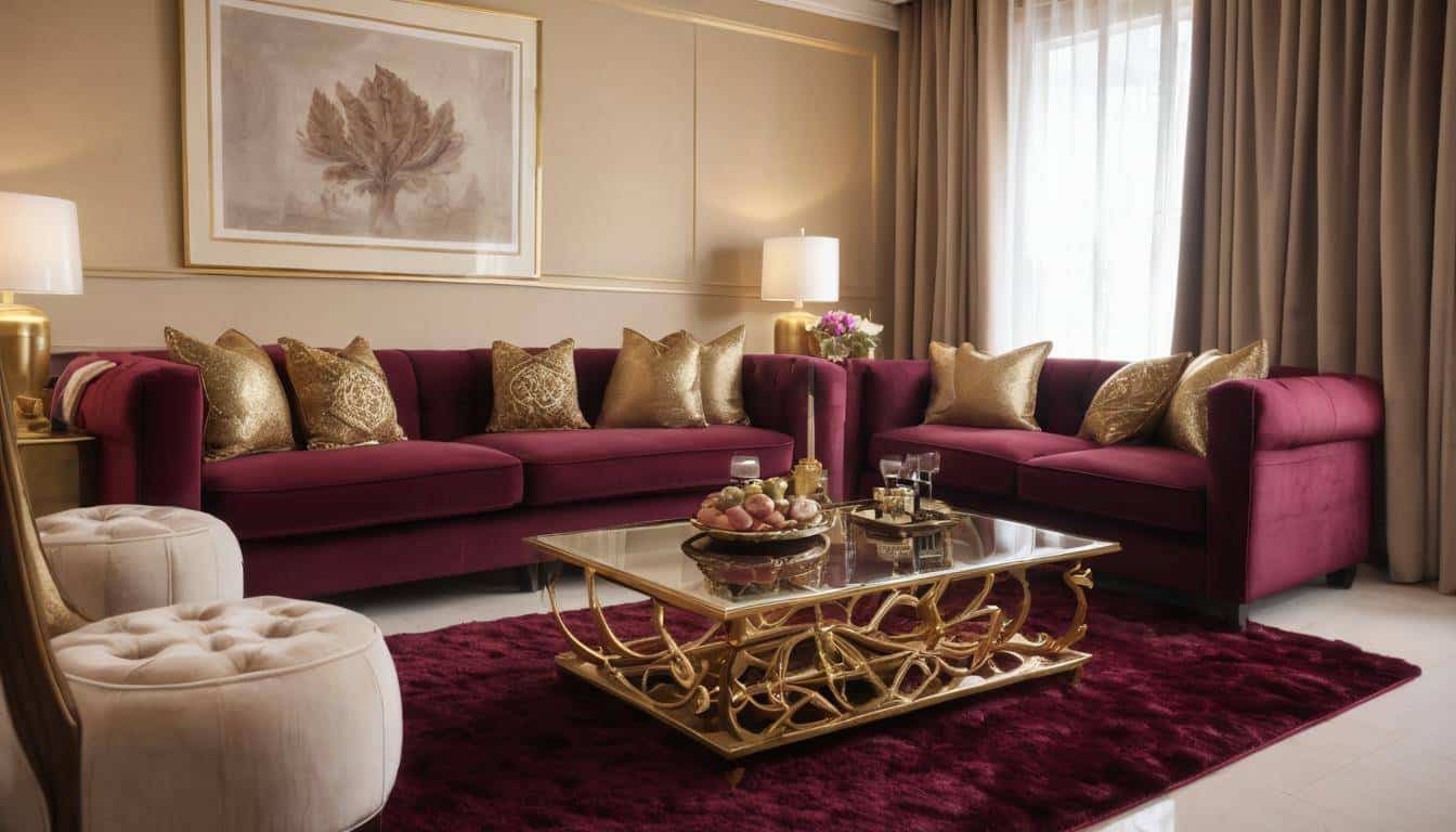 Luxurious burgundy-themed room