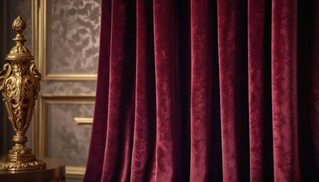 Luxurious burgundy velvet curtains