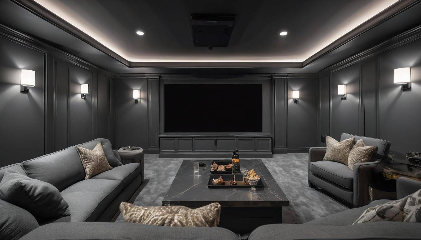 Luxurious charcoal home theater