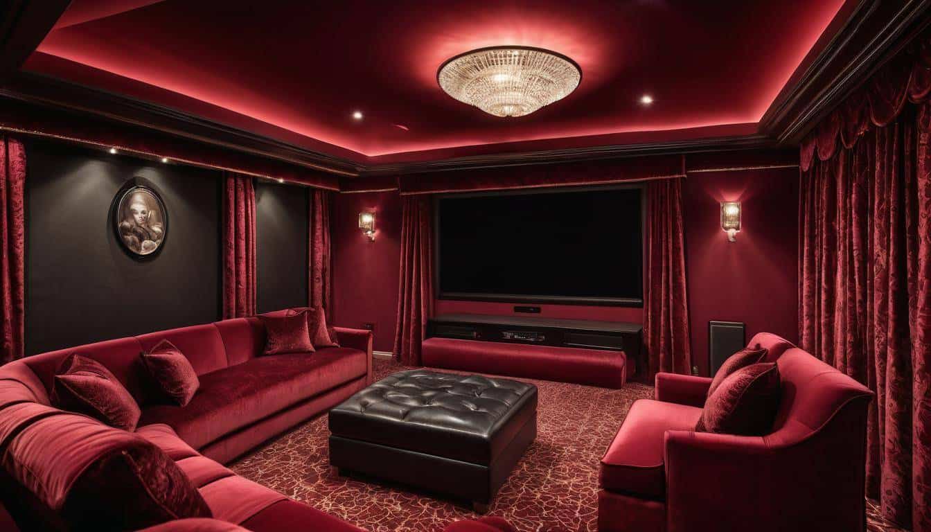 Luxurious deep red home theater