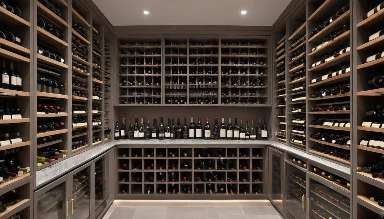 Luxurious grey wine cellar