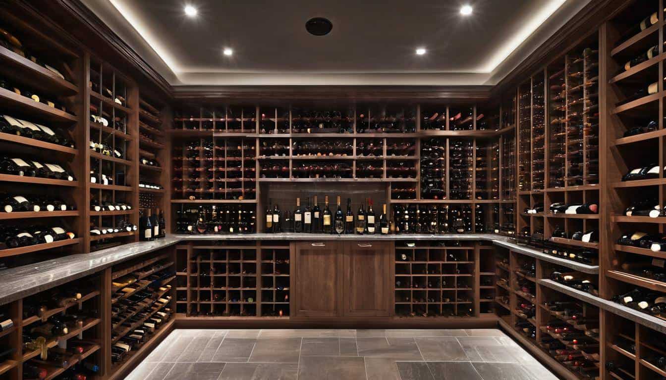 Luxurious grey wine cellar