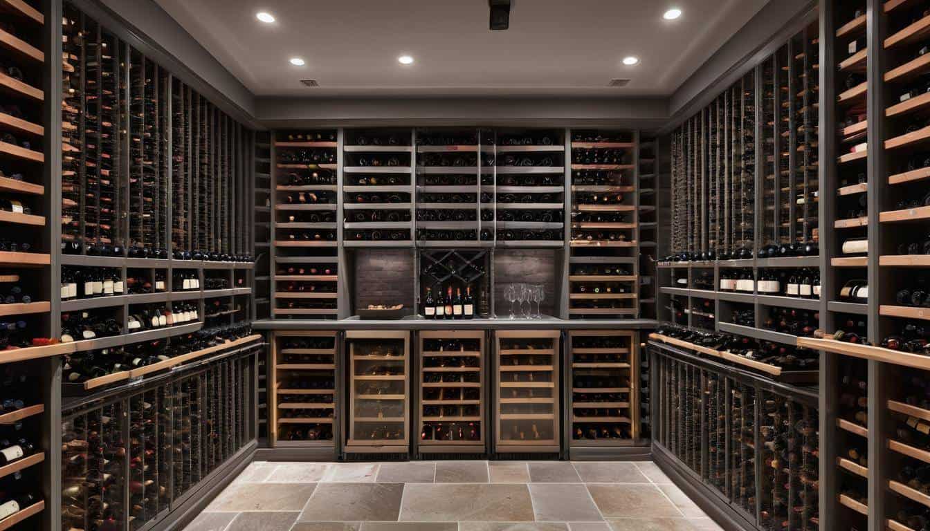 Luxurious grey wine cellar