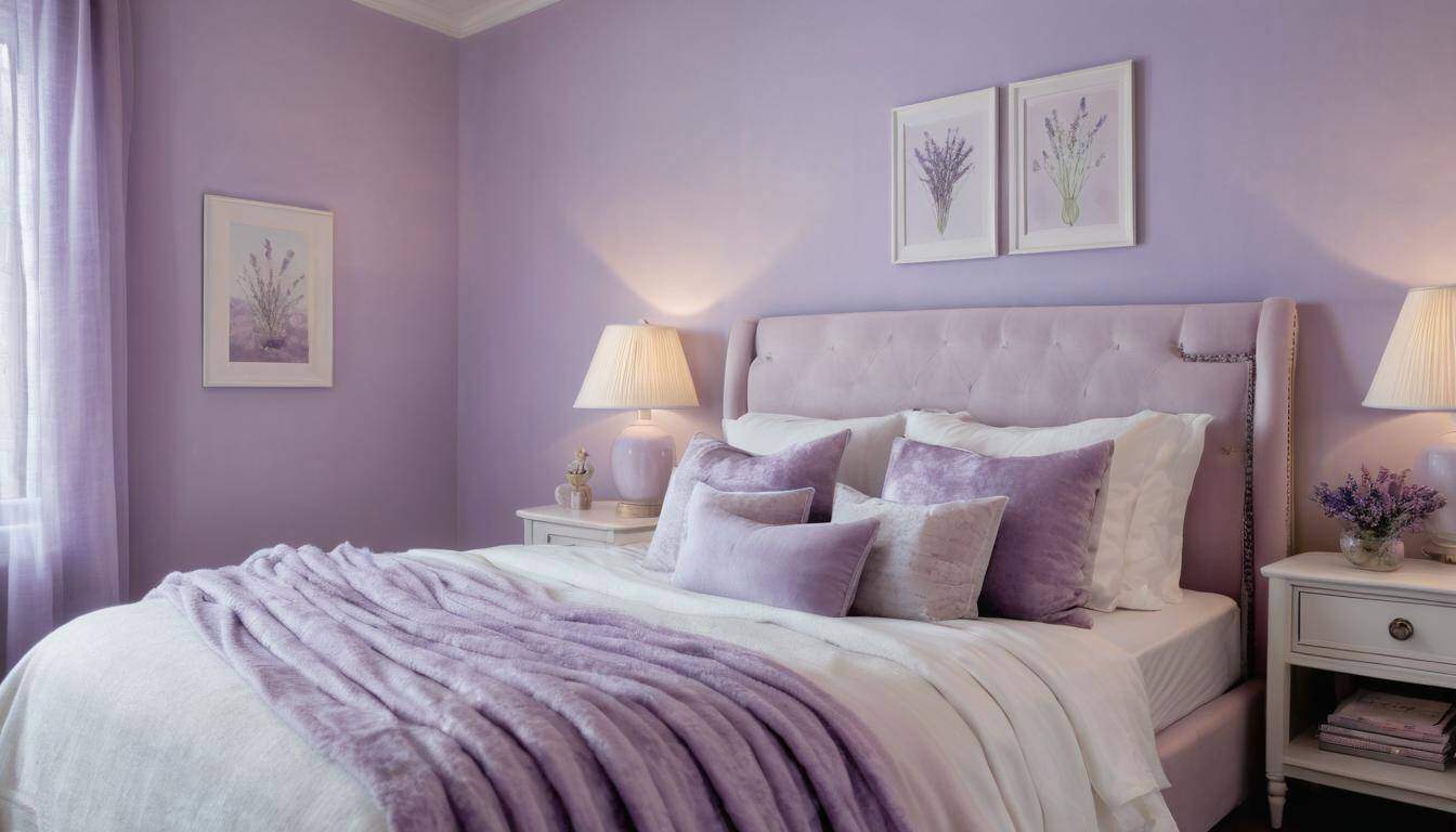 Luxurious lavender guest room