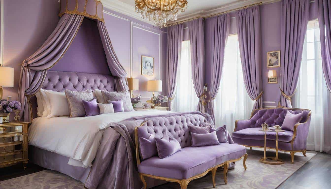 Luxurious lavender guest room