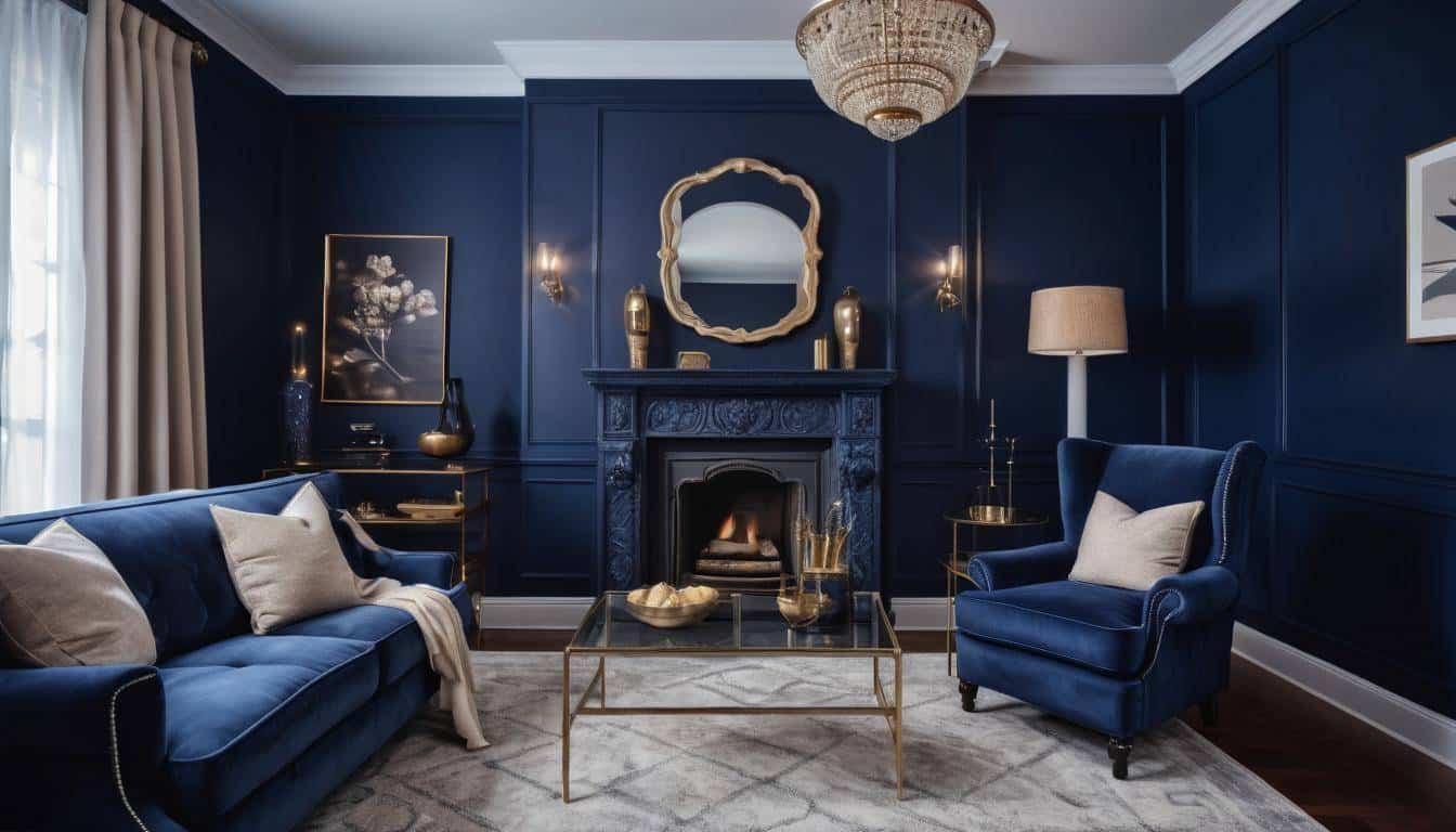 Luxurious navy blue interior