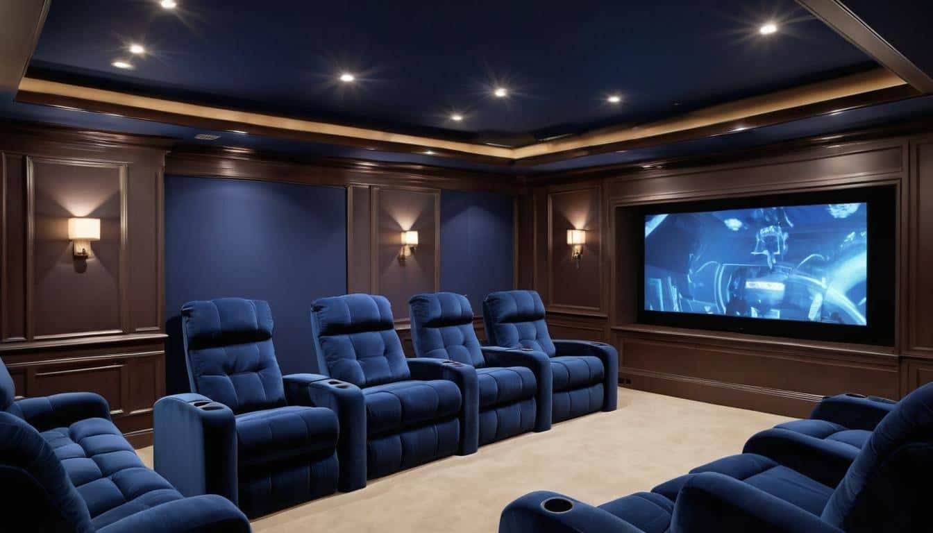 Luxurious navy home theater