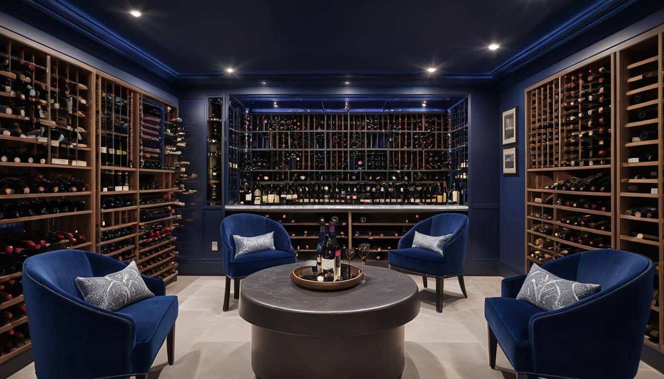 Luxurious navy wine cellar