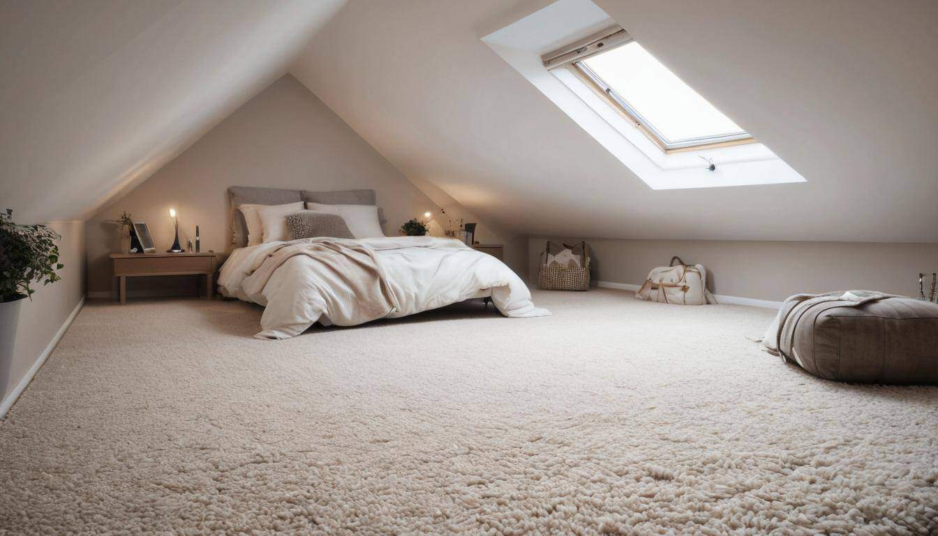 Luxurious neutral attic carpets