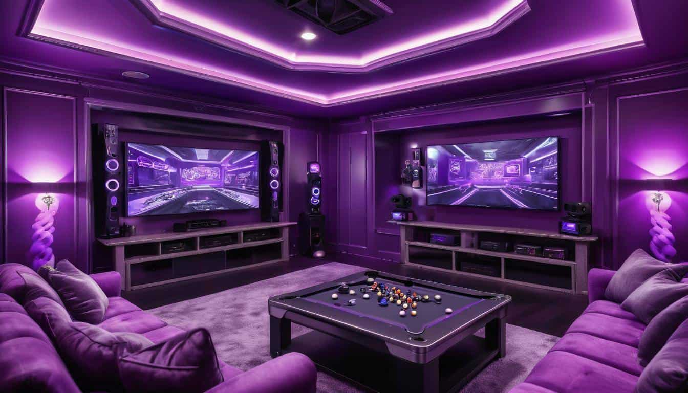 Luxurious purple game room