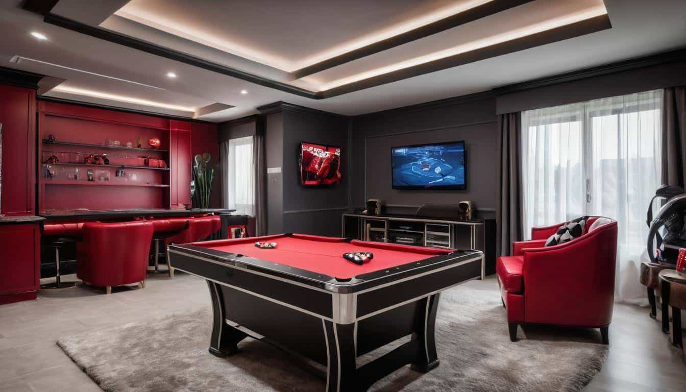 Luxurious red game room