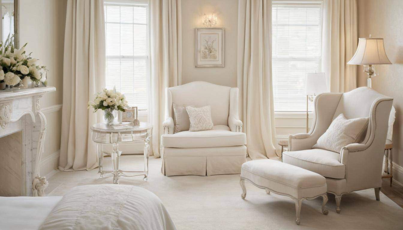 Luxurious white guest room