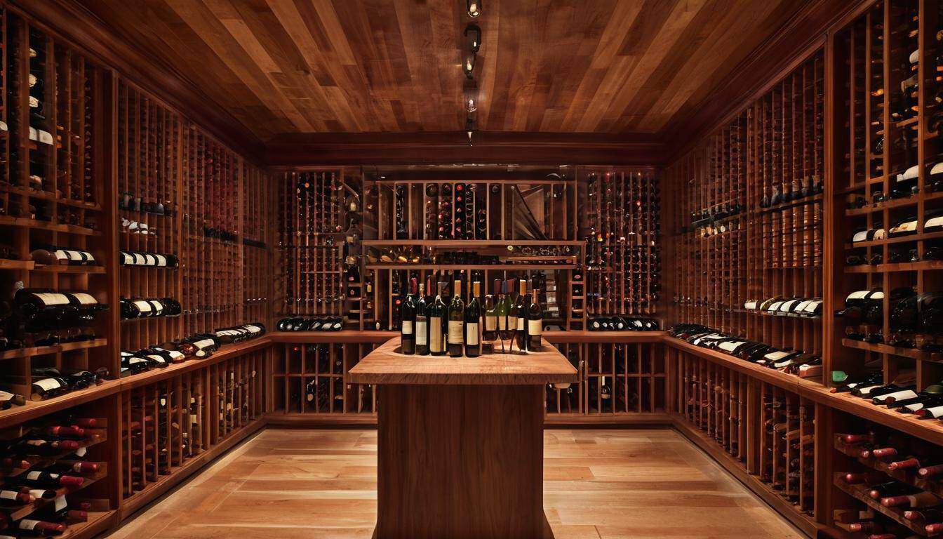 Luxurious wine cellar with wood variations