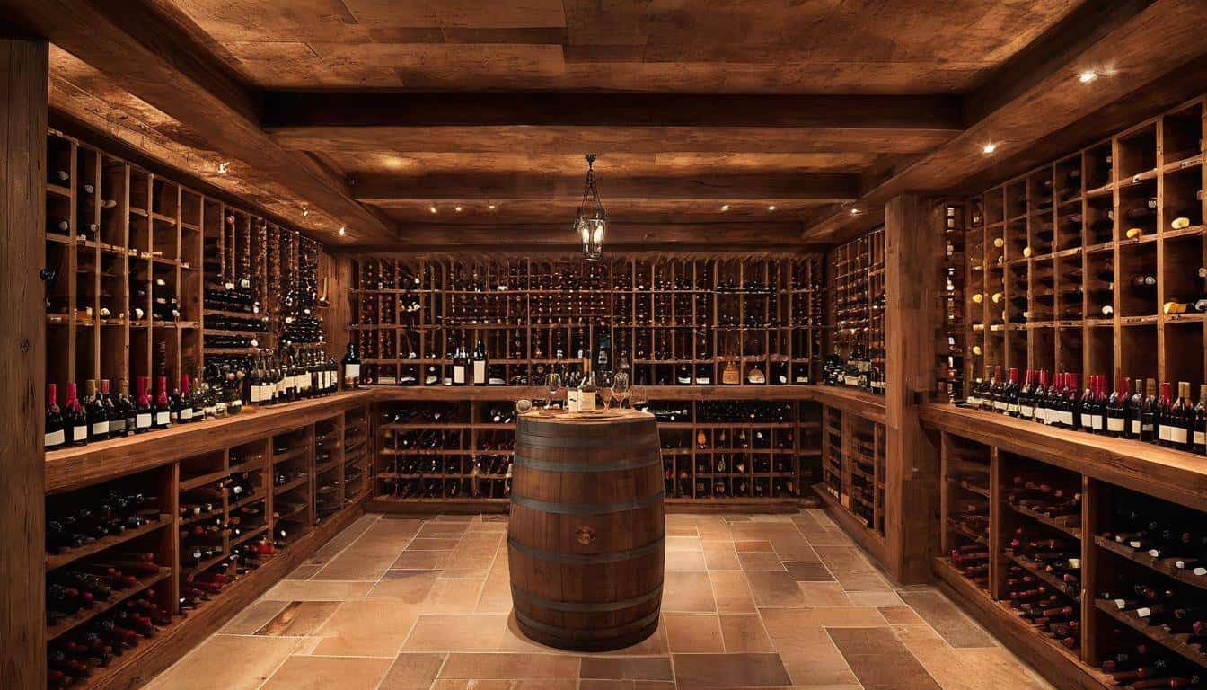 Luxurious wooden wine cellar