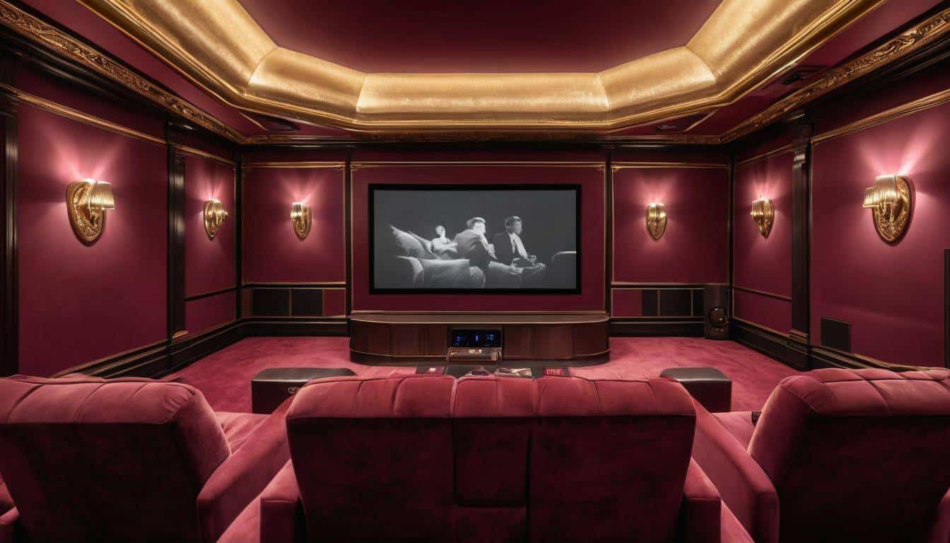 Luxury burgundy home theater