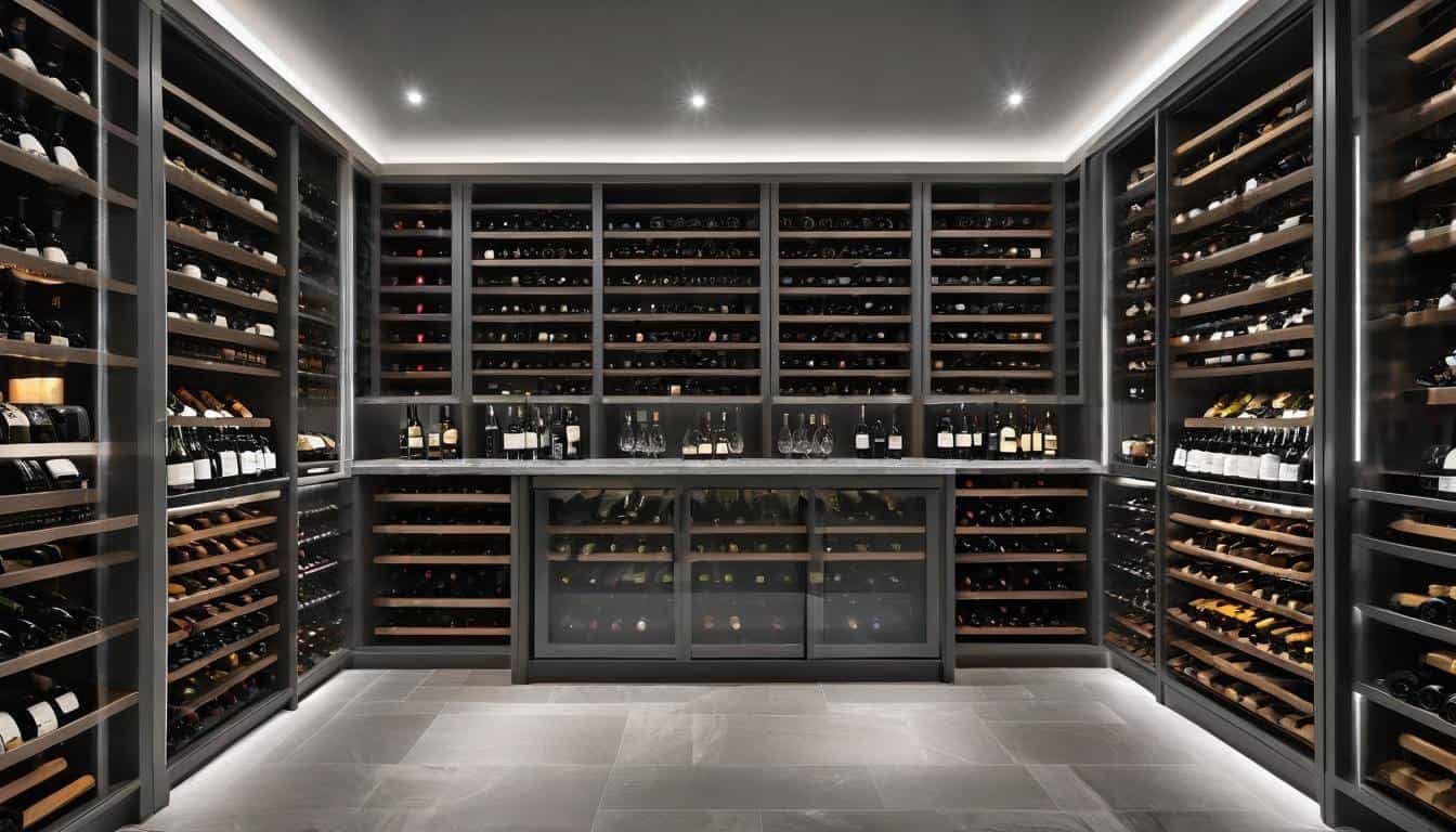 Luxury grey wine cellar