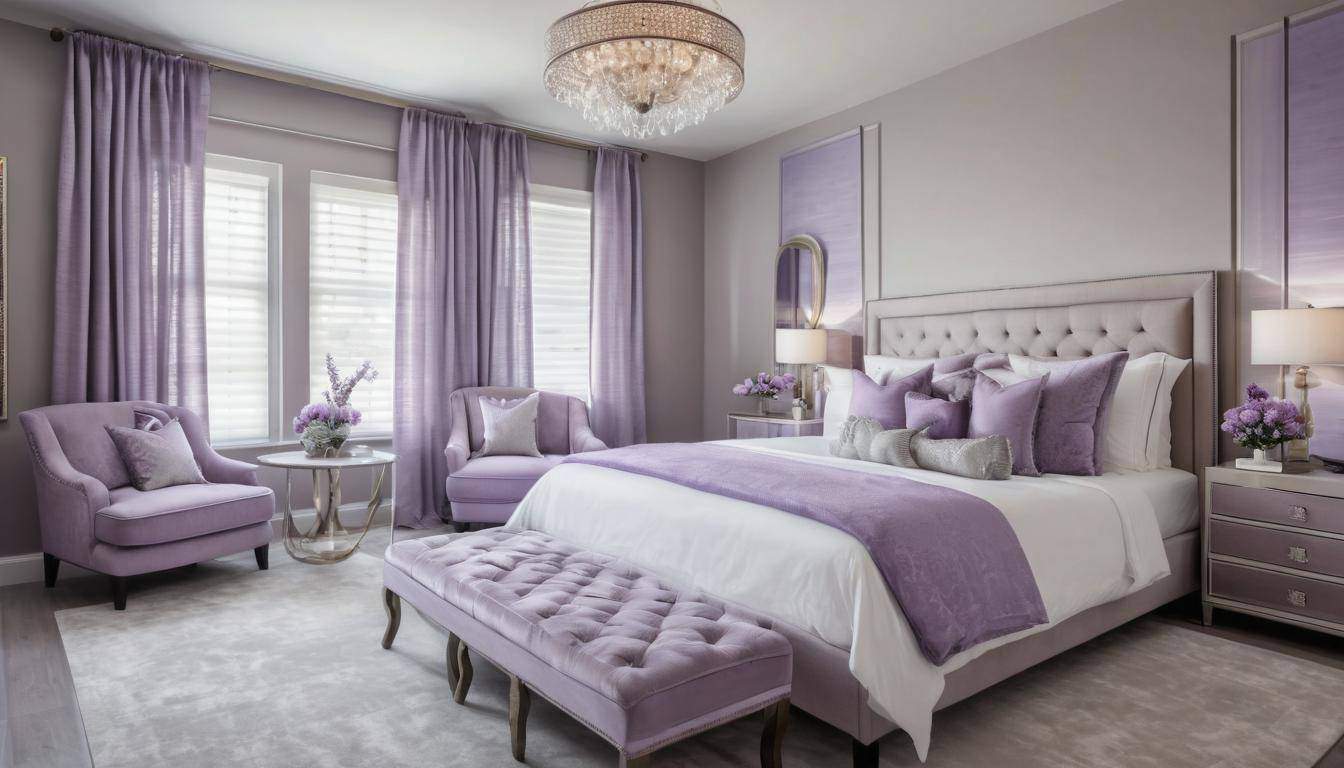 Luxury guest room with lavender accents