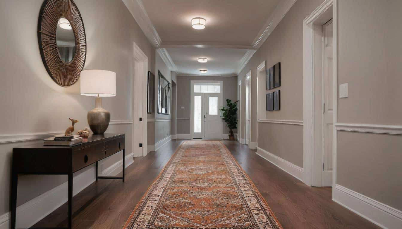 Minimalist hallway with rug