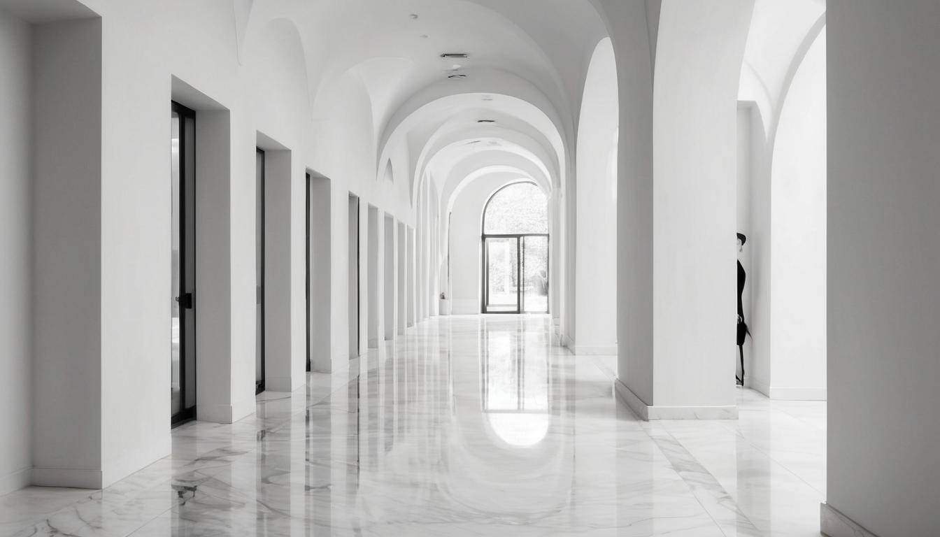 Minimalist white hallway