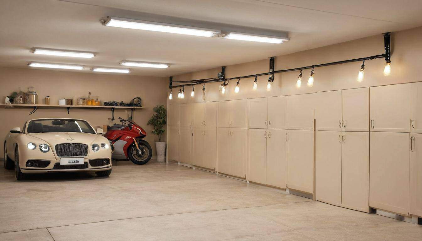 Modern beige garage