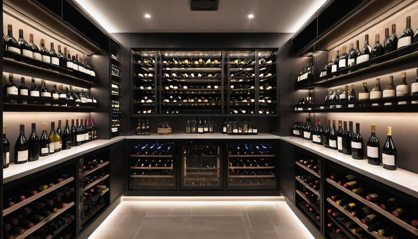 Modern black wine cellar