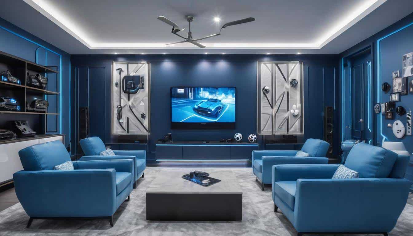 Modern blue game room design