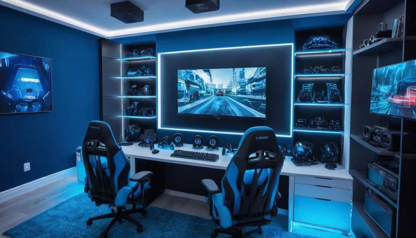 Modern blue gaming room