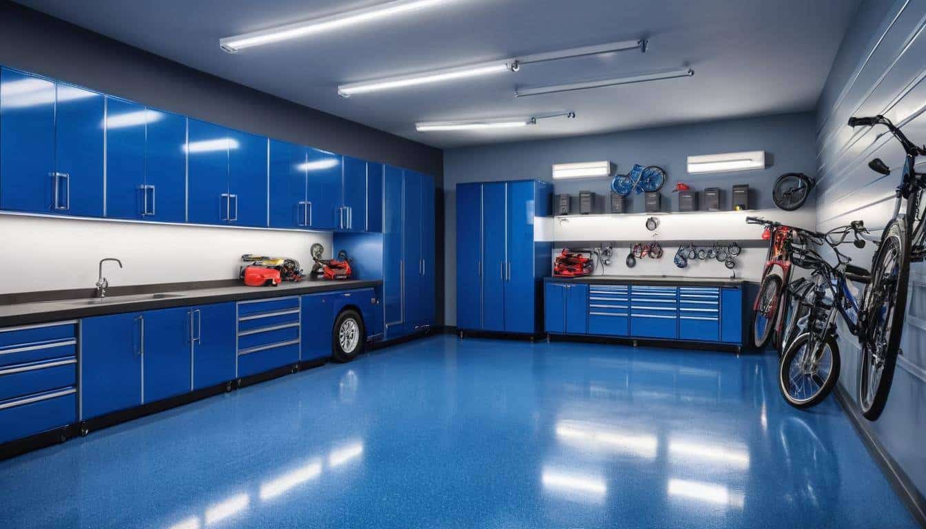 Modern blue garage interior