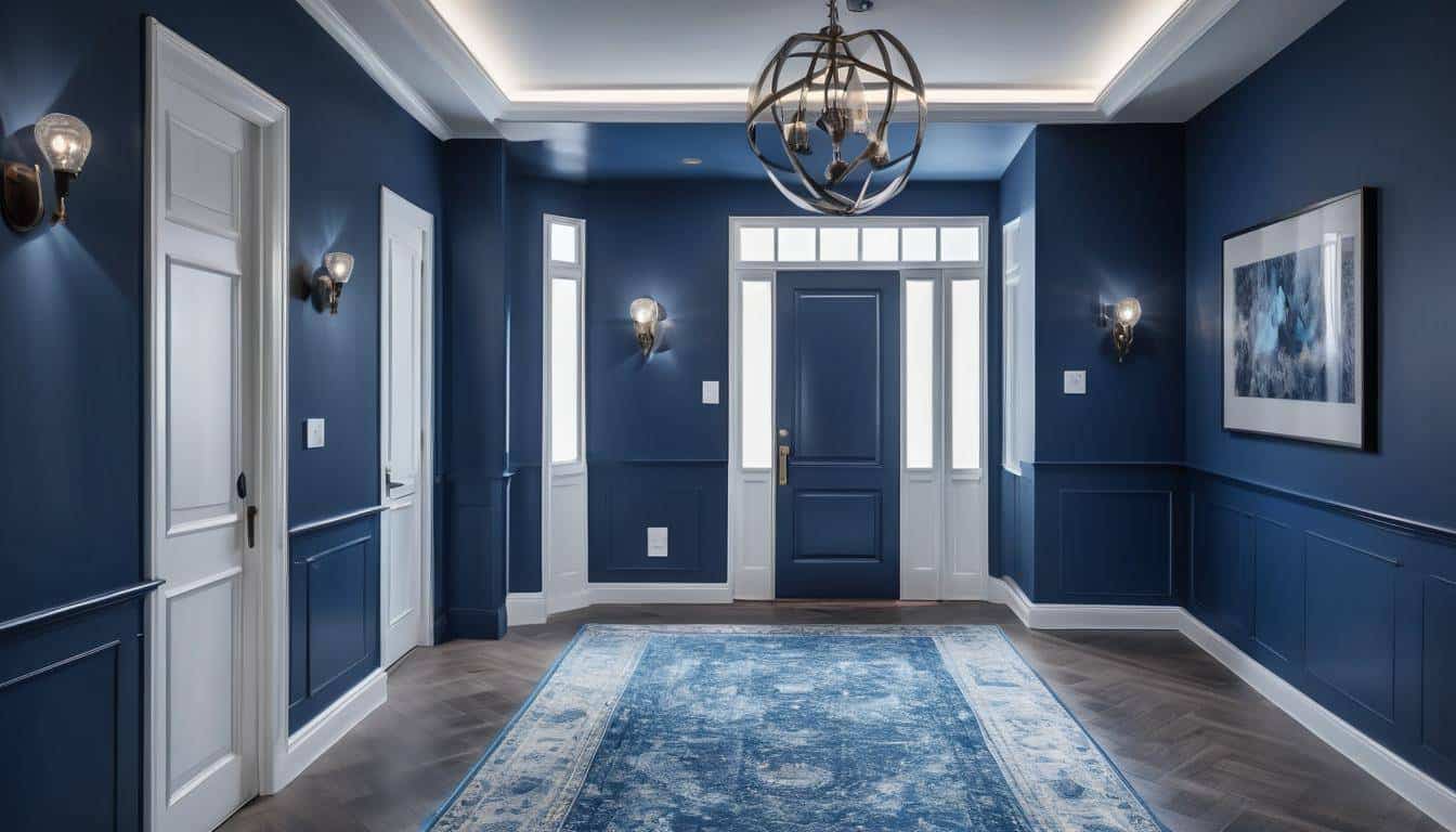 Modern blue hallway design