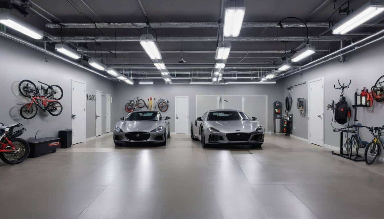 Modern garage with LED lights