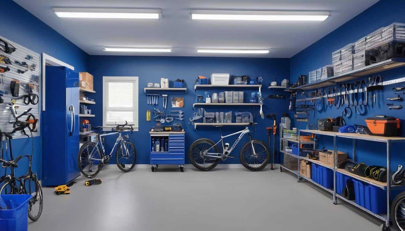 Modern garage with blue accents