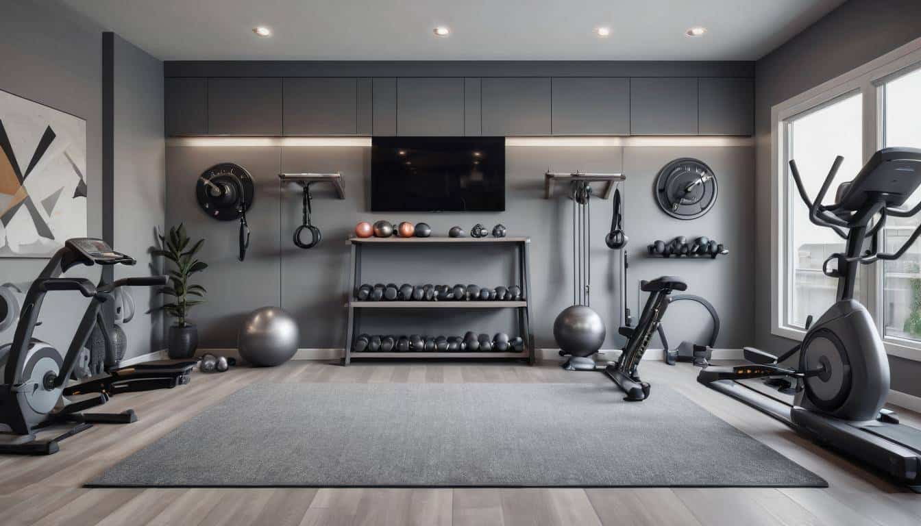 Modern grey home gym