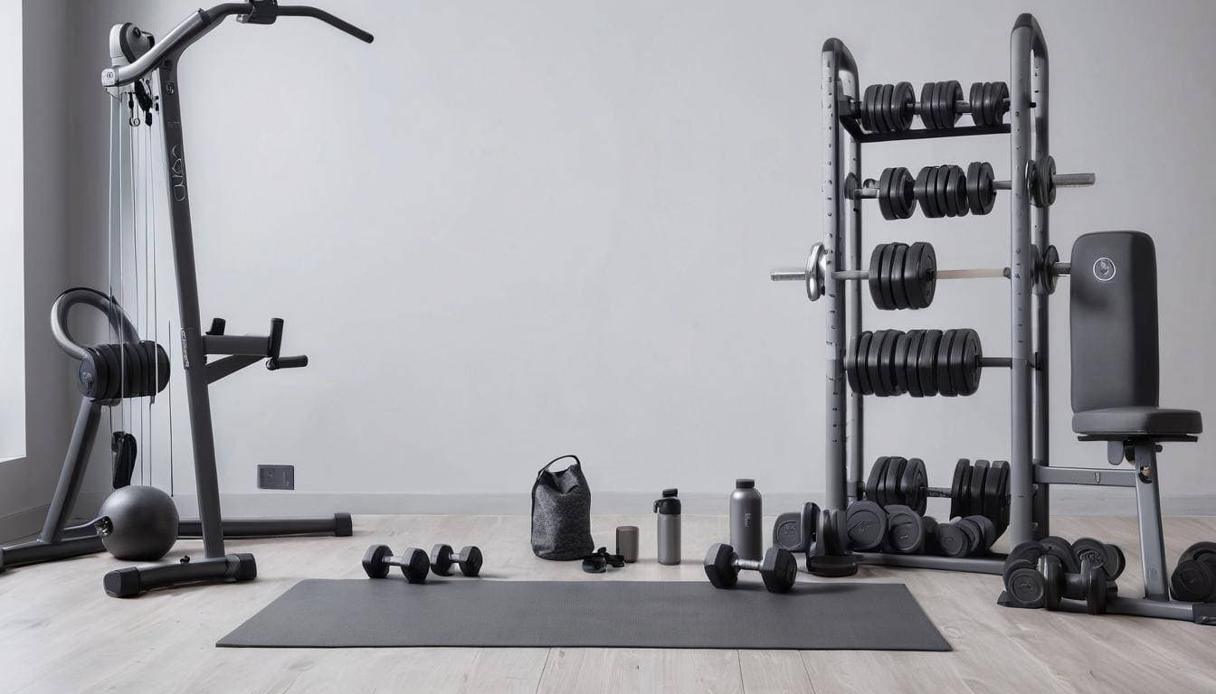 Modern grey home gym equipment