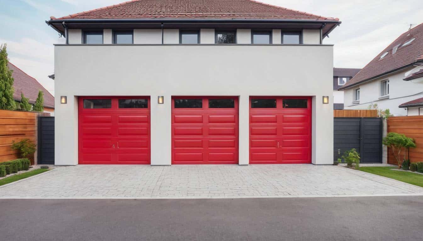 Modern red garage doors