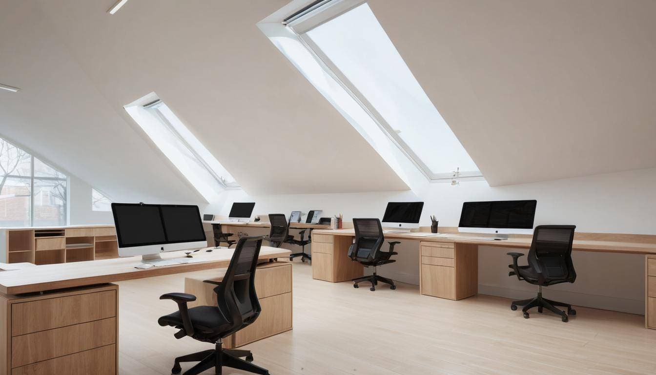 Modern sloped ceiling office