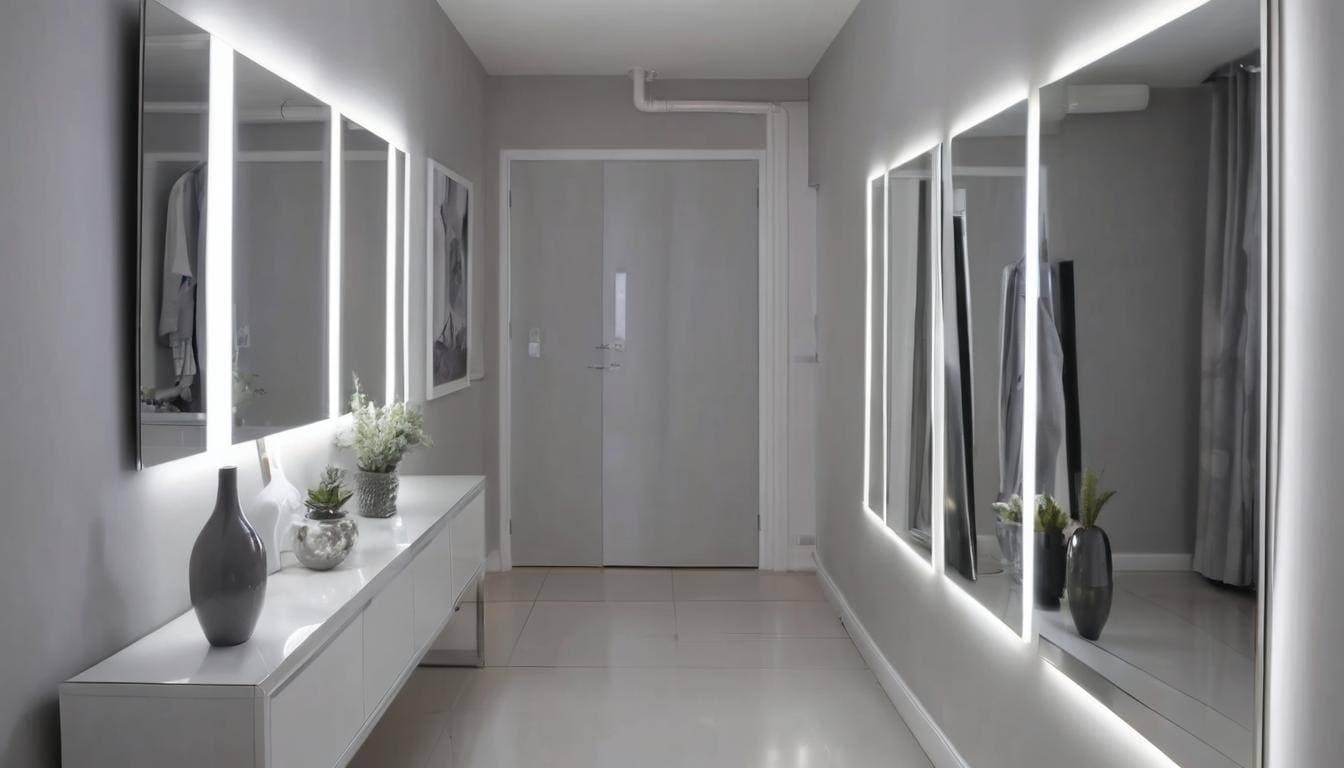 Modern small hallway with mirrors