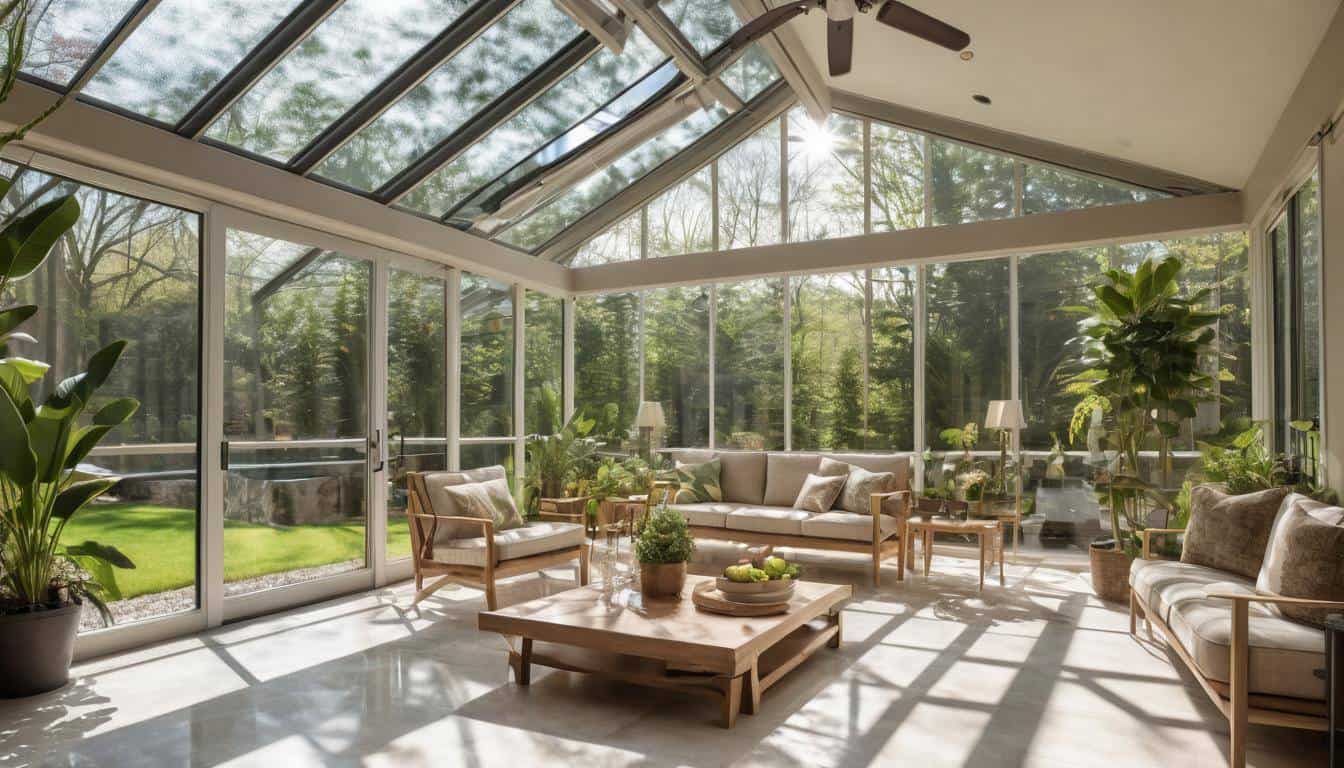 Modern solar sunroom with Low-E glass