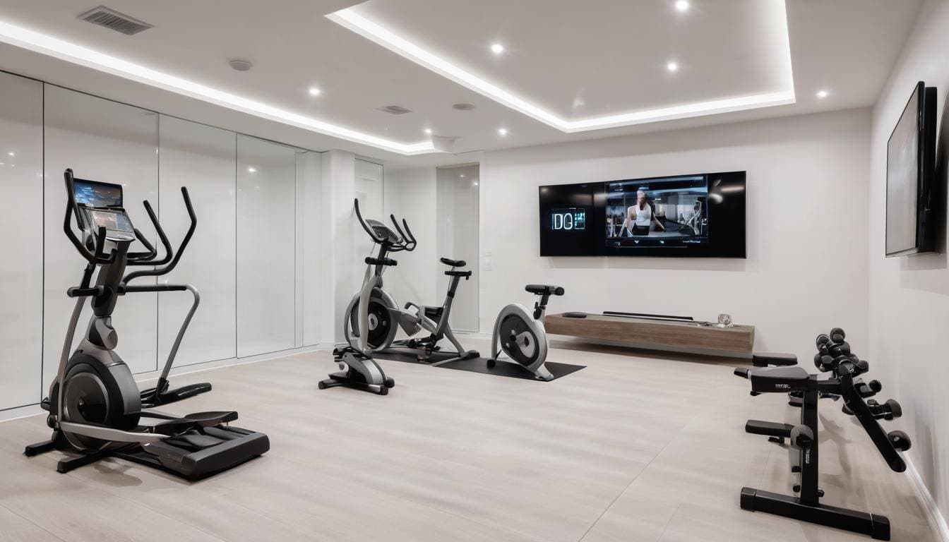 Modern white home gym setup