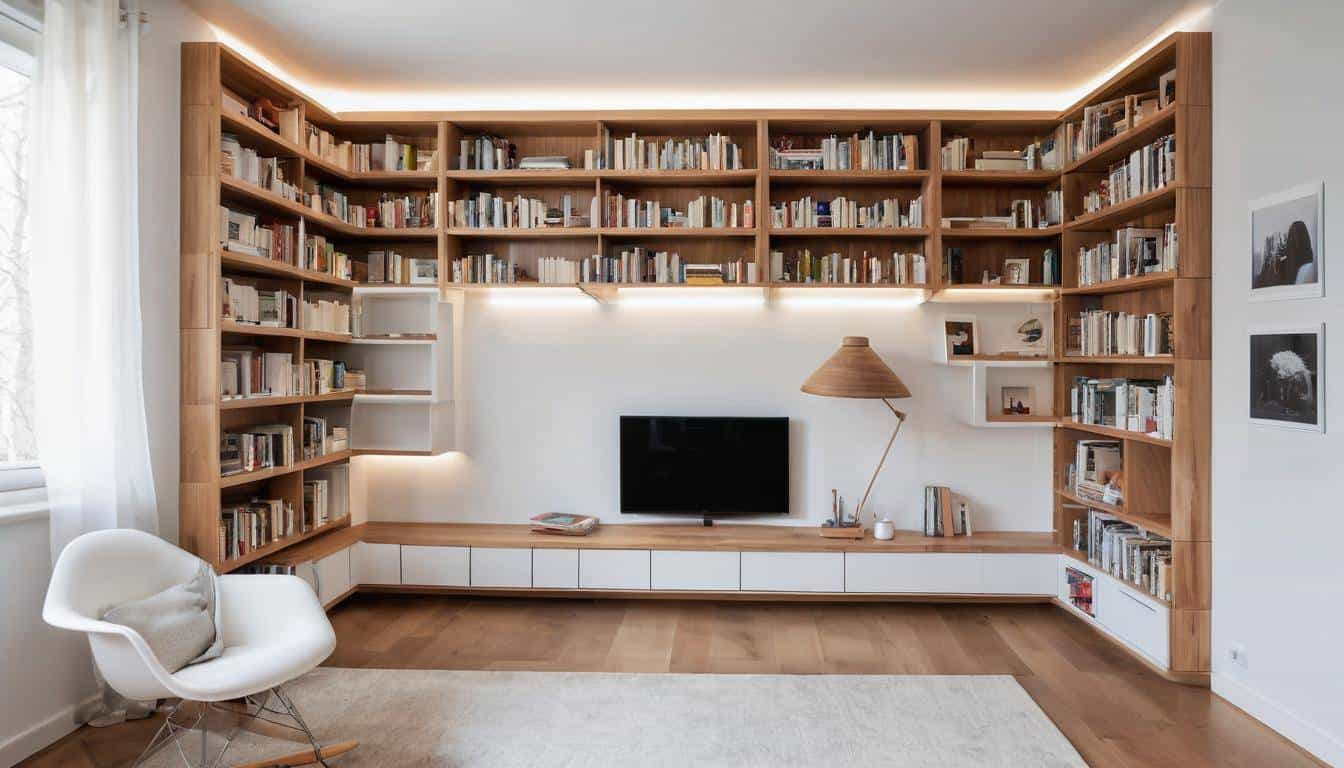 Modern wooden home library