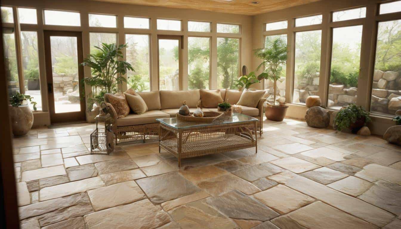 Natural stone tile flooring