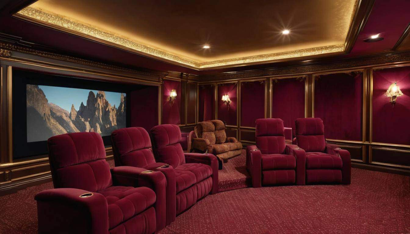 Opulent burgundy home theater