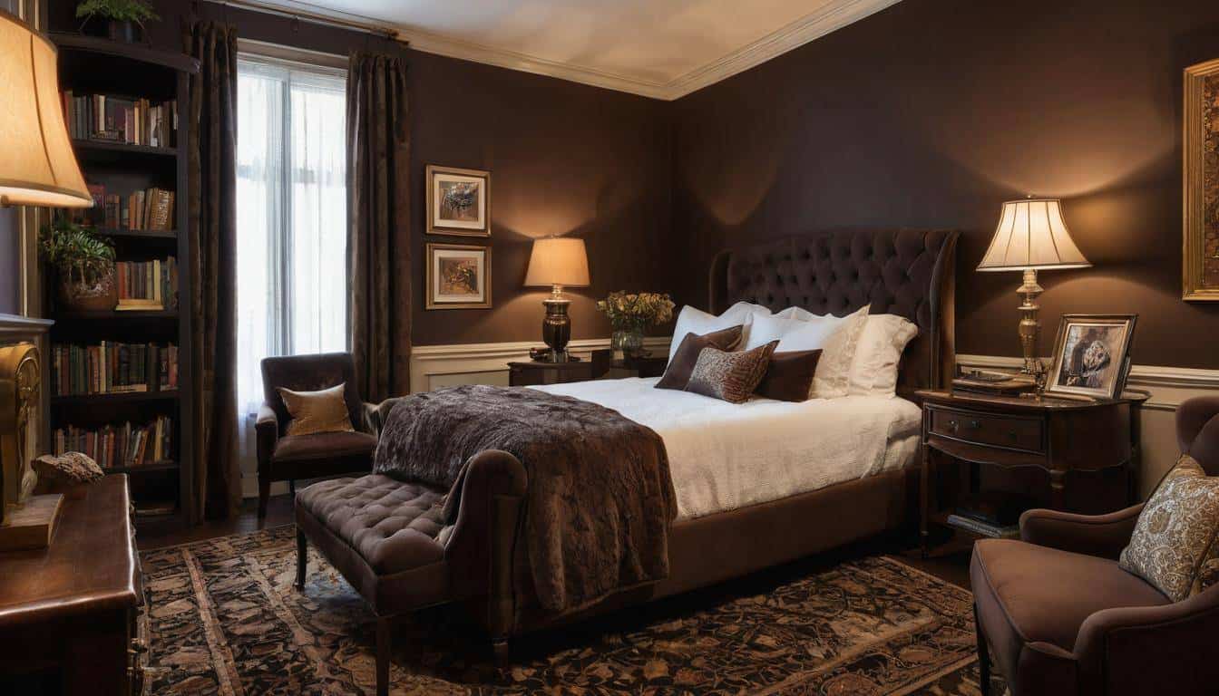 Opulent chocolate-themed guest room