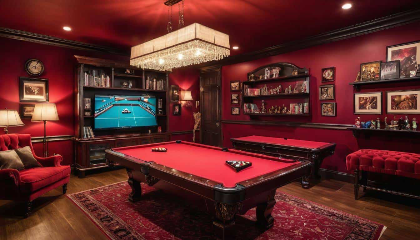 Opulent red game room