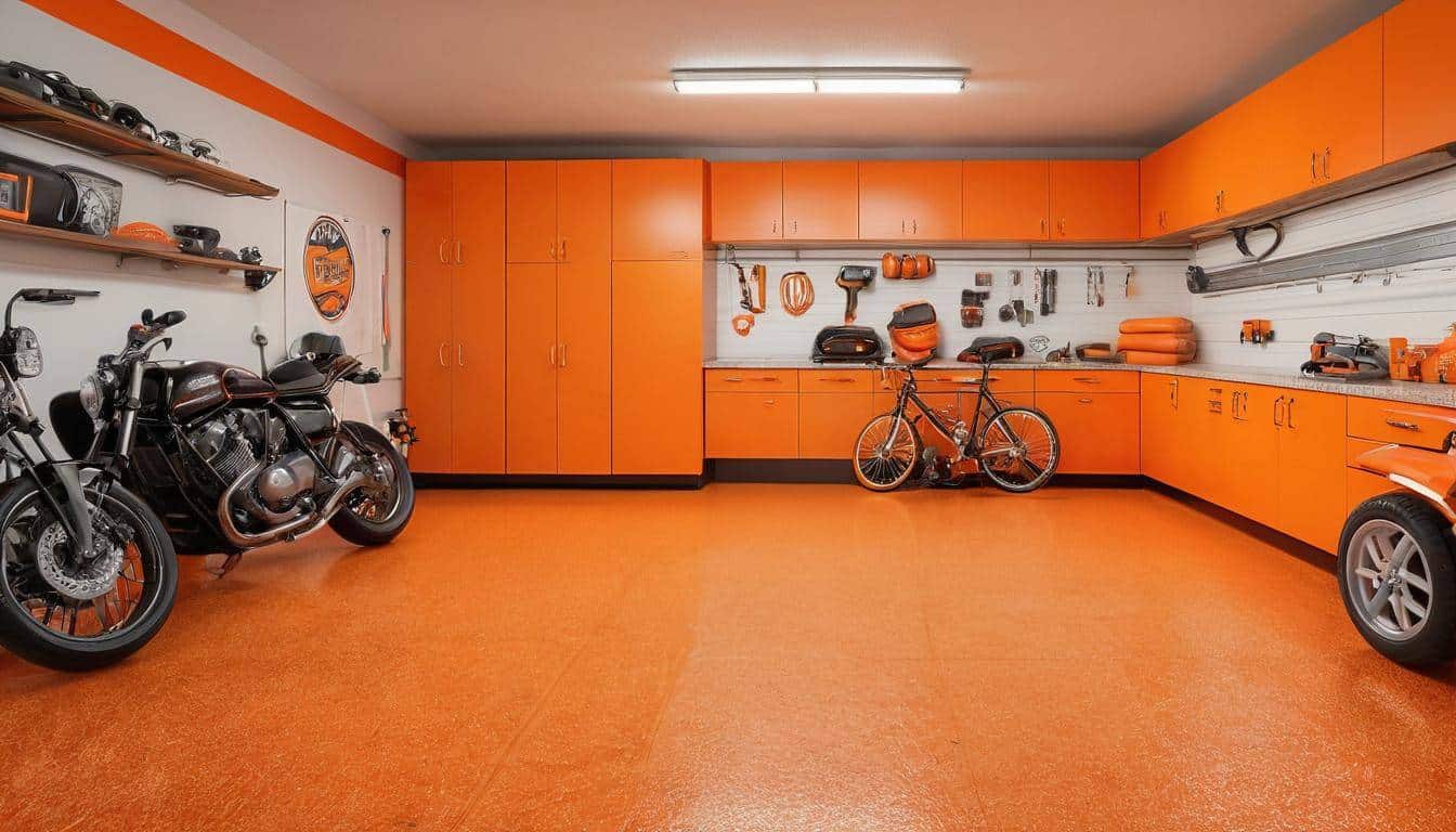 Orange-themed garage renovation