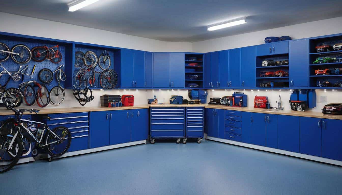 Organized Blue Garage Space