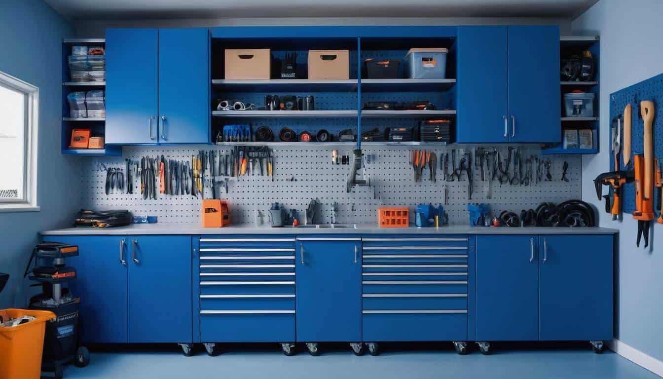 Organized blue garage