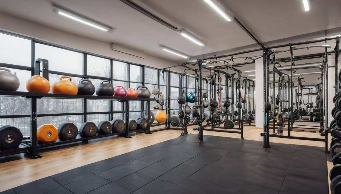 Organized gym space with racks