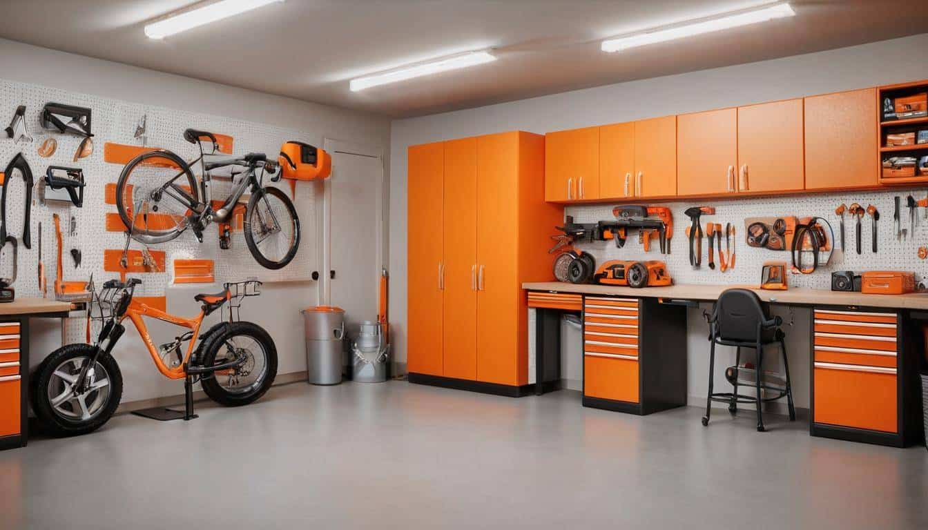 Organized orange garage design